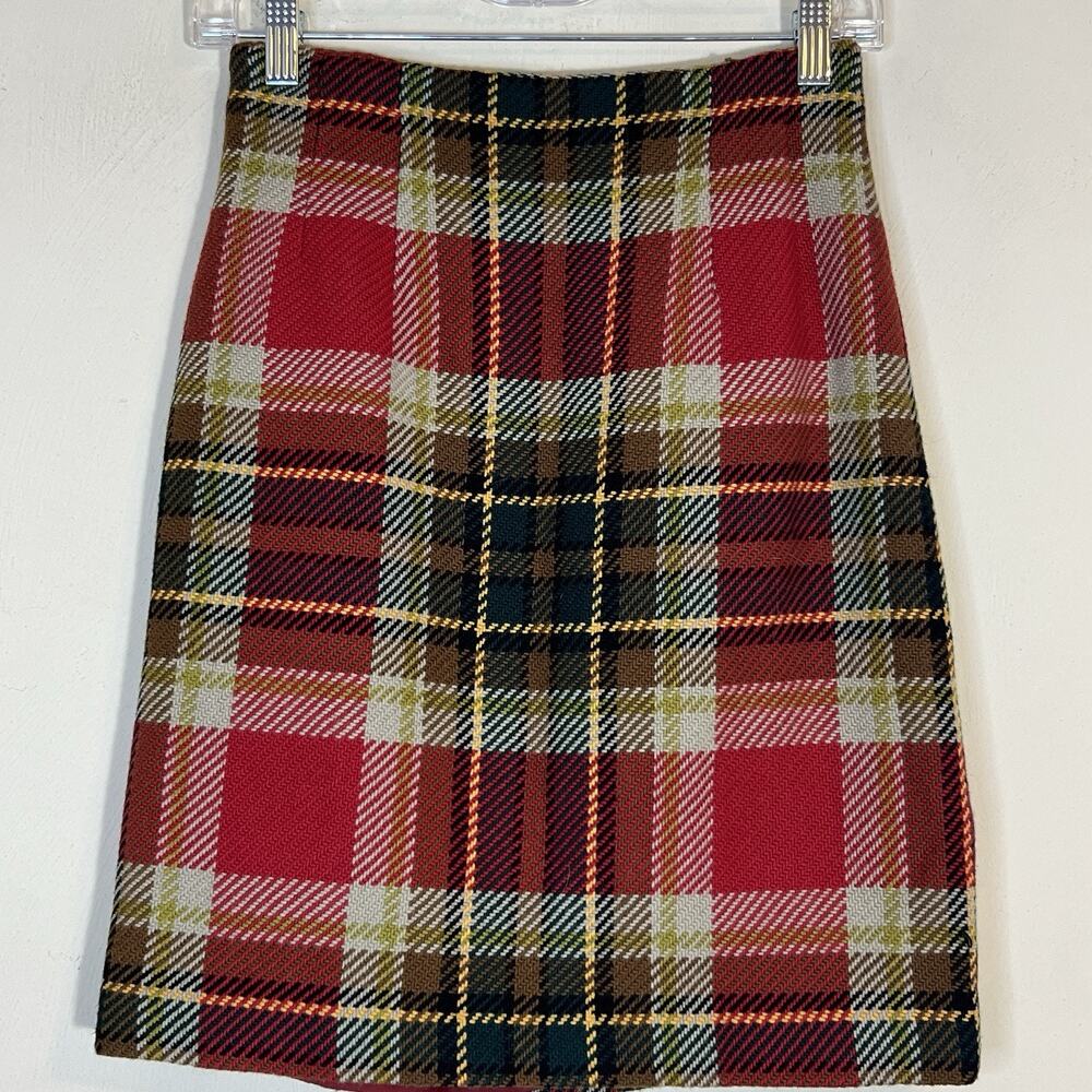 CHADWICKS Tartan Plaid Wool Blend Sz 4P Red Green Gold Vintage Academia Corpcore
